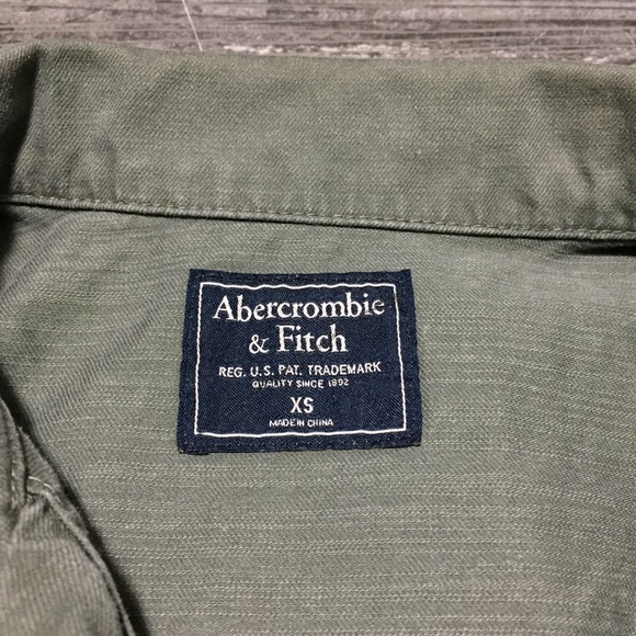 Abercrombie Fitch Shirt Jacket Men’s XS Green Canvas Military Pockets - Picture 7 of 10
